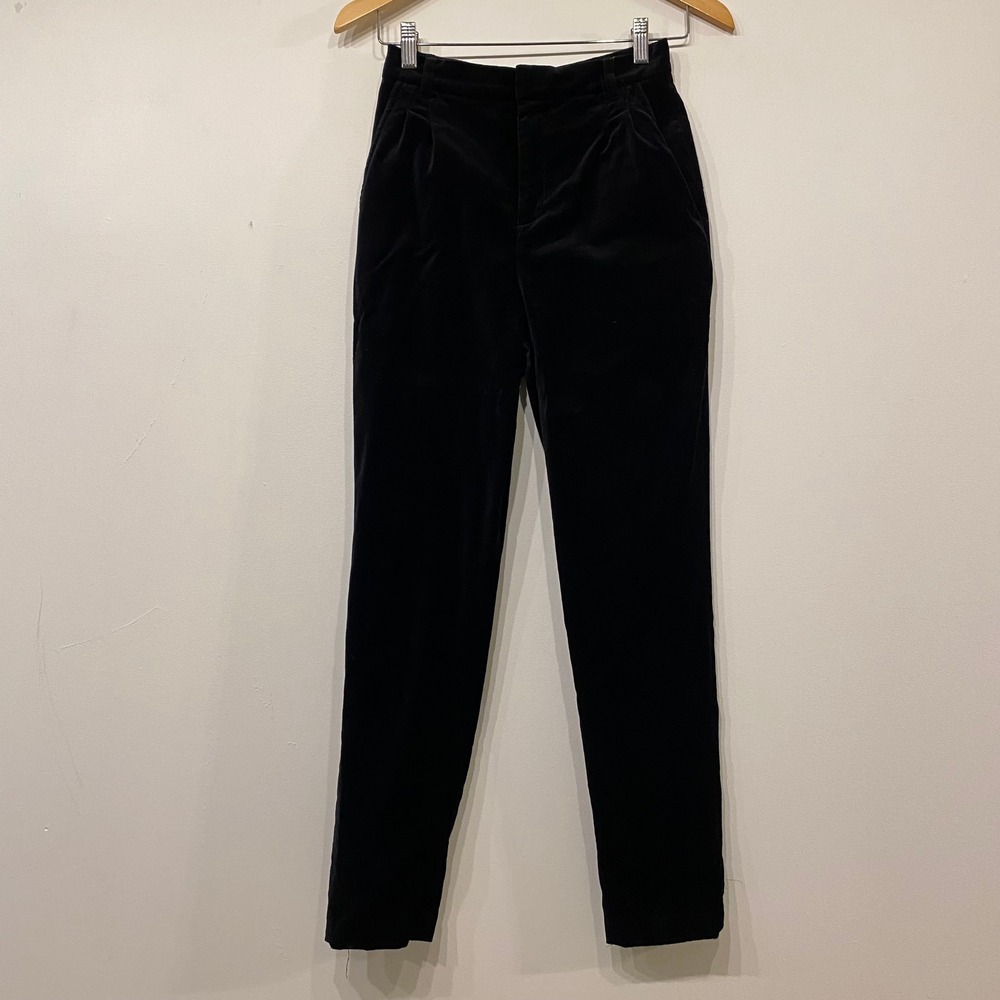& Other Stories Black Velvet Pleated Tapered Pants Dark Academia Size 2